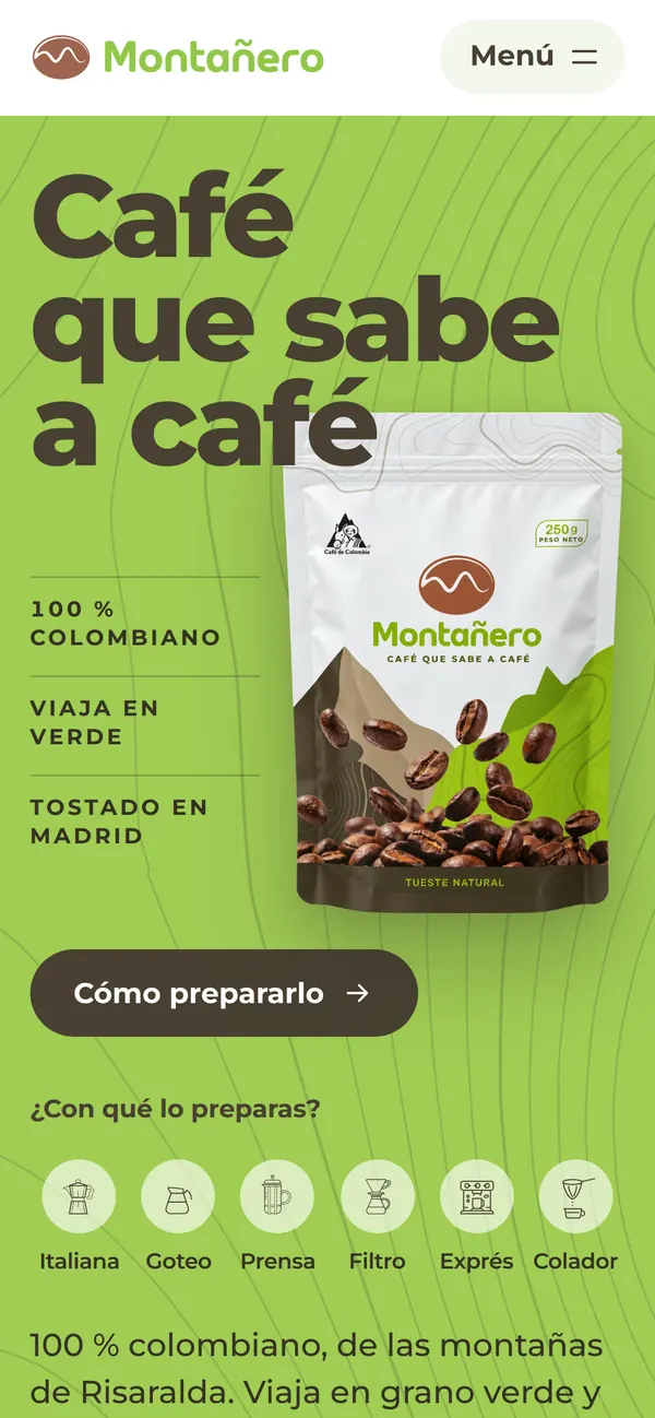 Café Montañero en el móvil