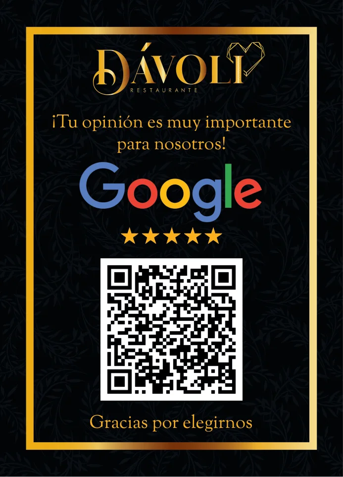 Tarjeta de reseñas que va con cada pedido