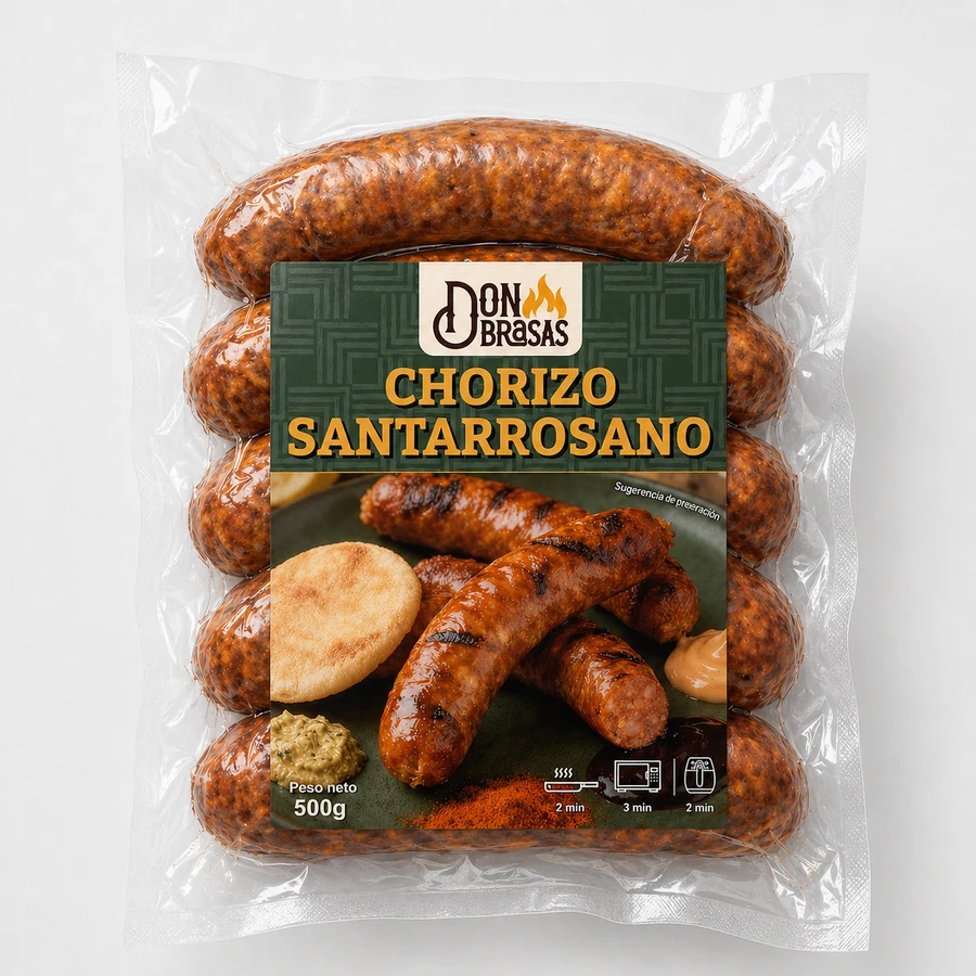 Chorizo Santarrosano de Don Brasas, con su etiqueta