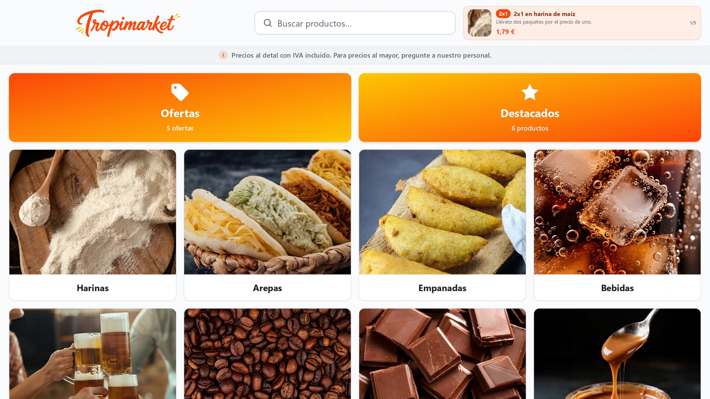 Kiosco táctil de precios de Tropimarket