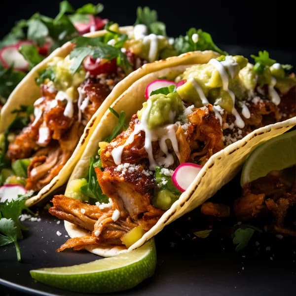 Ejemplo de foto de carta creada con IA: tacos de pollo